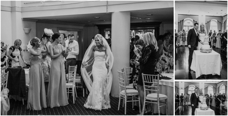 bride and groom cutting the cake