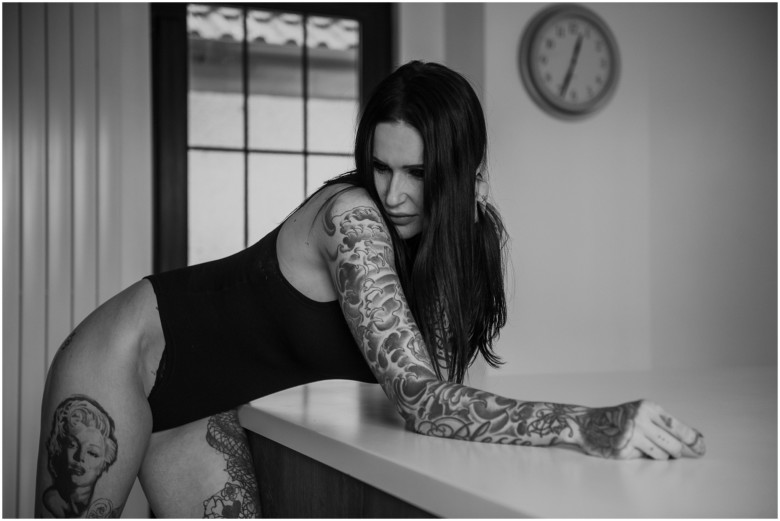 photoshoot for a tattooed female model