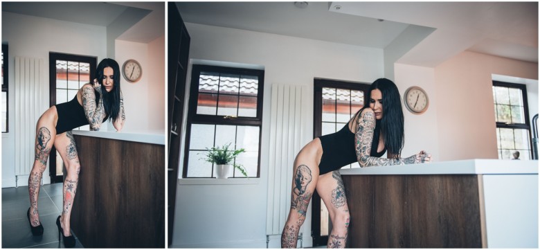 photoshoot for a tattooed female model