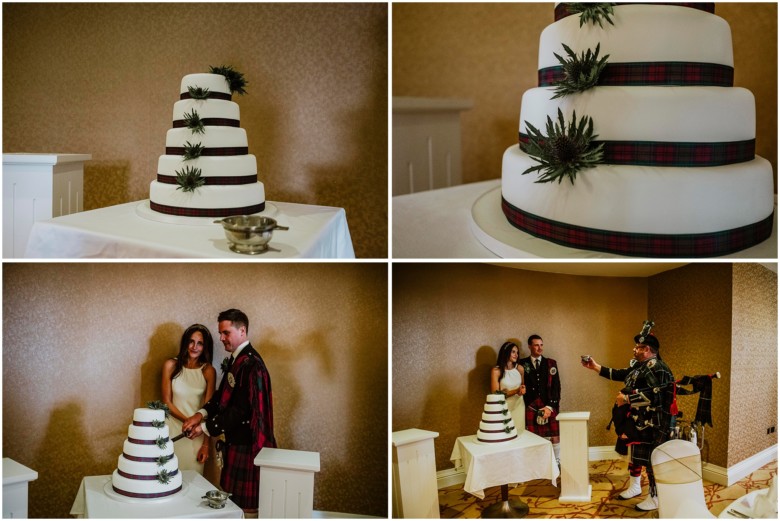 bride and groom cutting their wedding cake